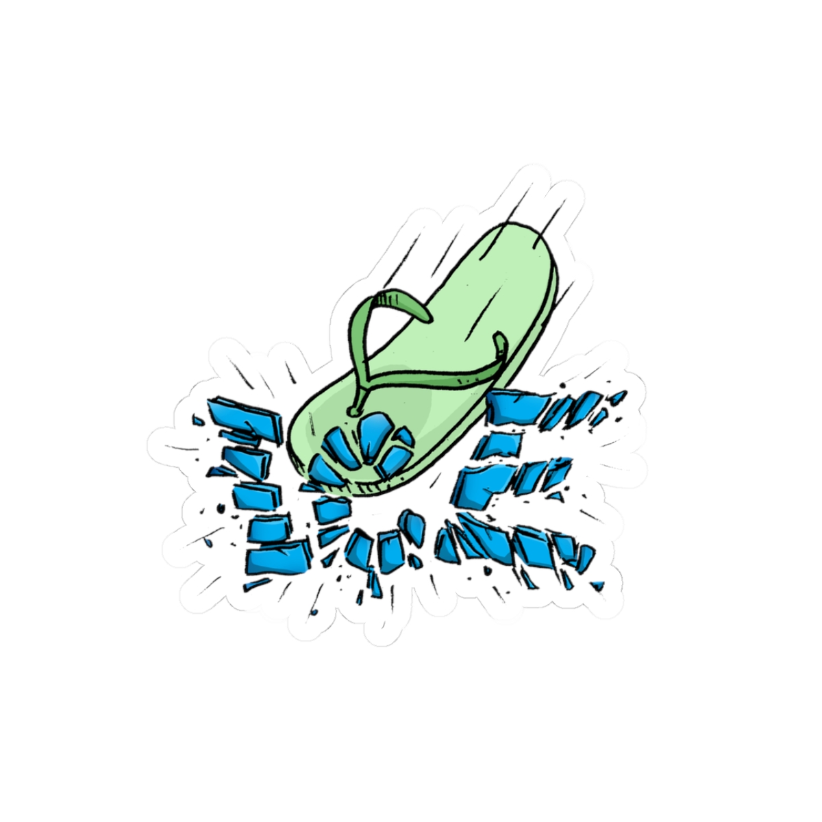 Green Chancla Shaped Sticker