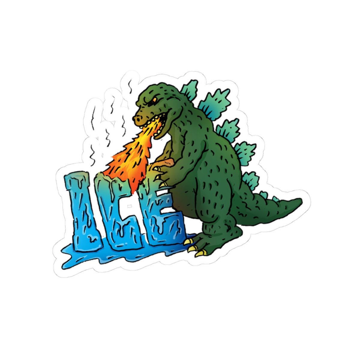 Godzilla Burns Ice Kiss-Cut Stickers