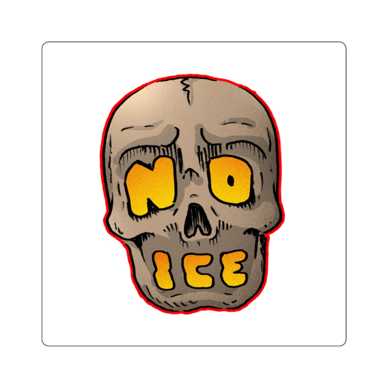 No ICE Skull Square Sticker